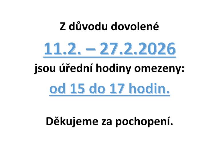 Dovolená 11.2. - 27.2.2026